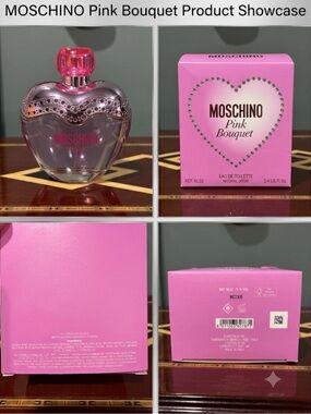 Moschino Pink Bouquet Heart-Shaped Bottle in Pink and Clear perfume fragrance